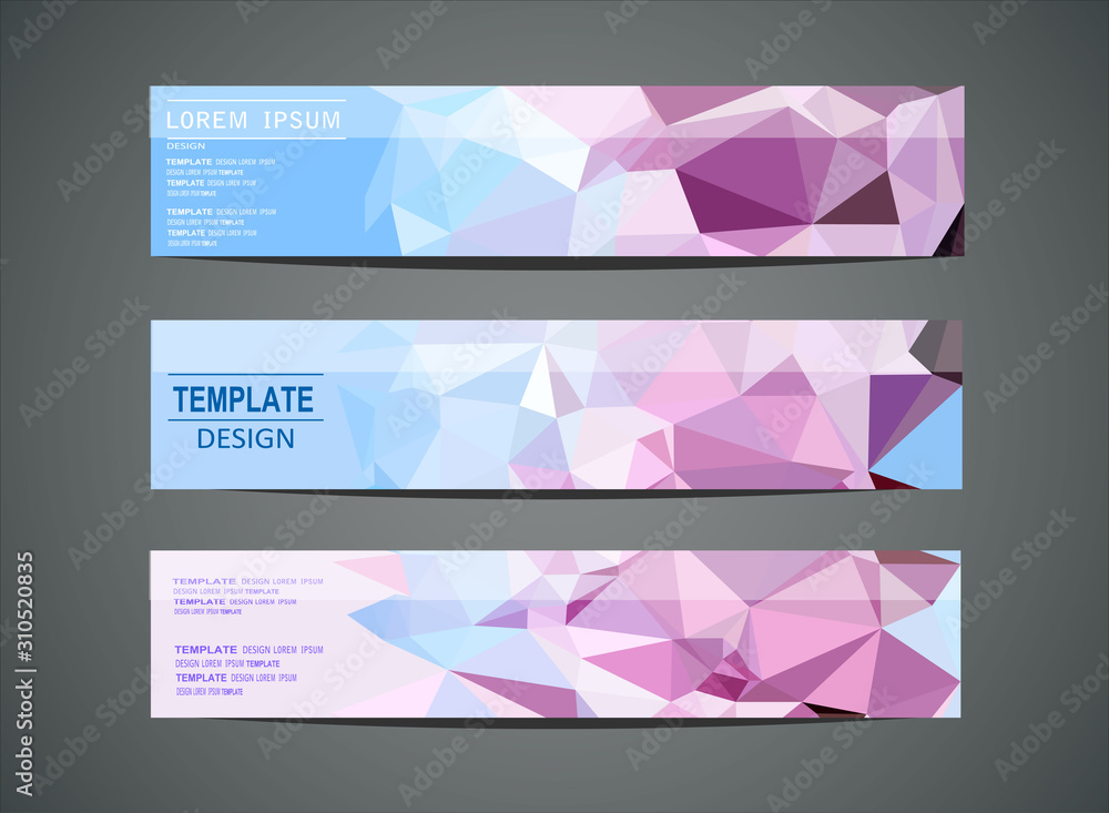 Naklejka premium Colorful horizontal banners - with polygon design.