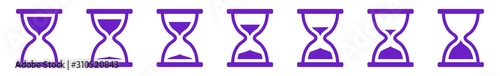 Hourglass Icon Purple | Hourglasses | Time Symbol | Sandglass Logo | Clock Sign | Timer | Isolated | Variations