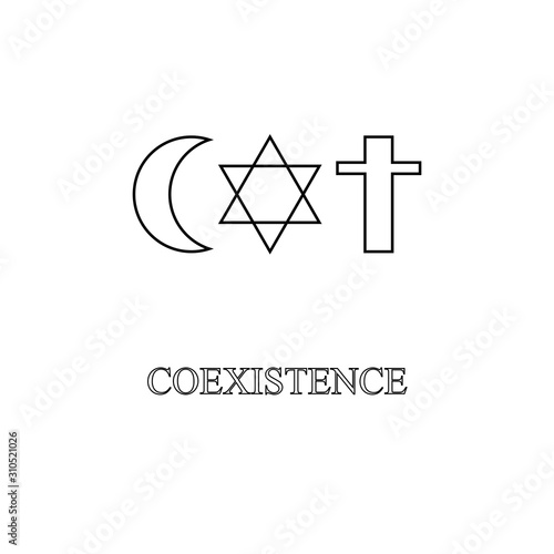 Coexistence icon. İnterfaith brotherhood symbol. Logo design element