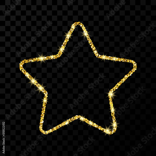 Gold glitter star with shiny sparkles