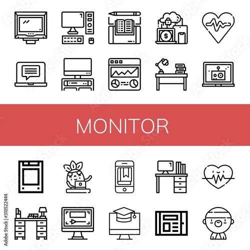 monitor simple icons set