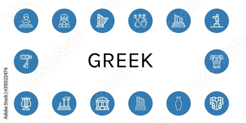 greek simple icons set