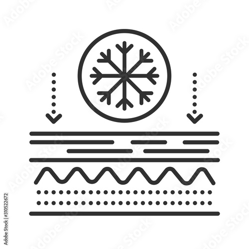 Effects on the skin of the cold line black icon. Frostbite of the skin. Skin care. Sign for web page, mobile app, button, logo. Vector isolated element. Editable stroke