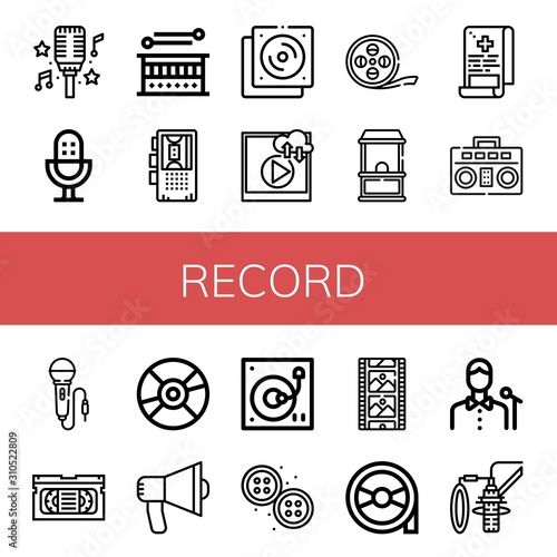 Set of record icons