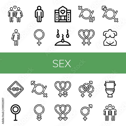 sex simple icons set