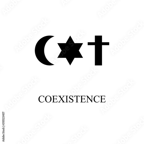 Coexistence icon. İnterfaith brotherhood symbol. Logo design element