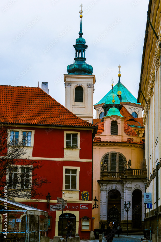 Obraz premium Prague, Czech Republic - November, 20, 2019: image of a street in the old part of Prague