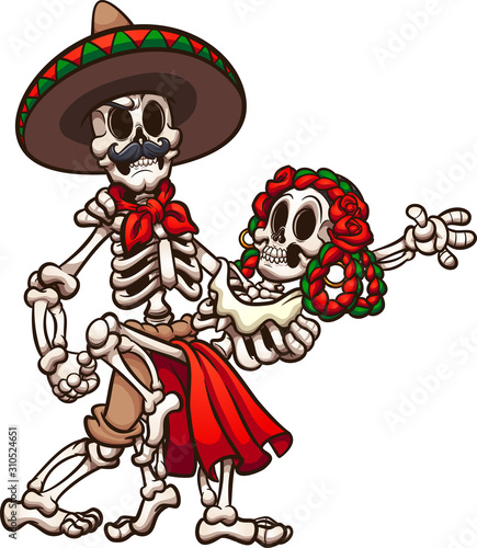 Mexican skeletons dancing rumba