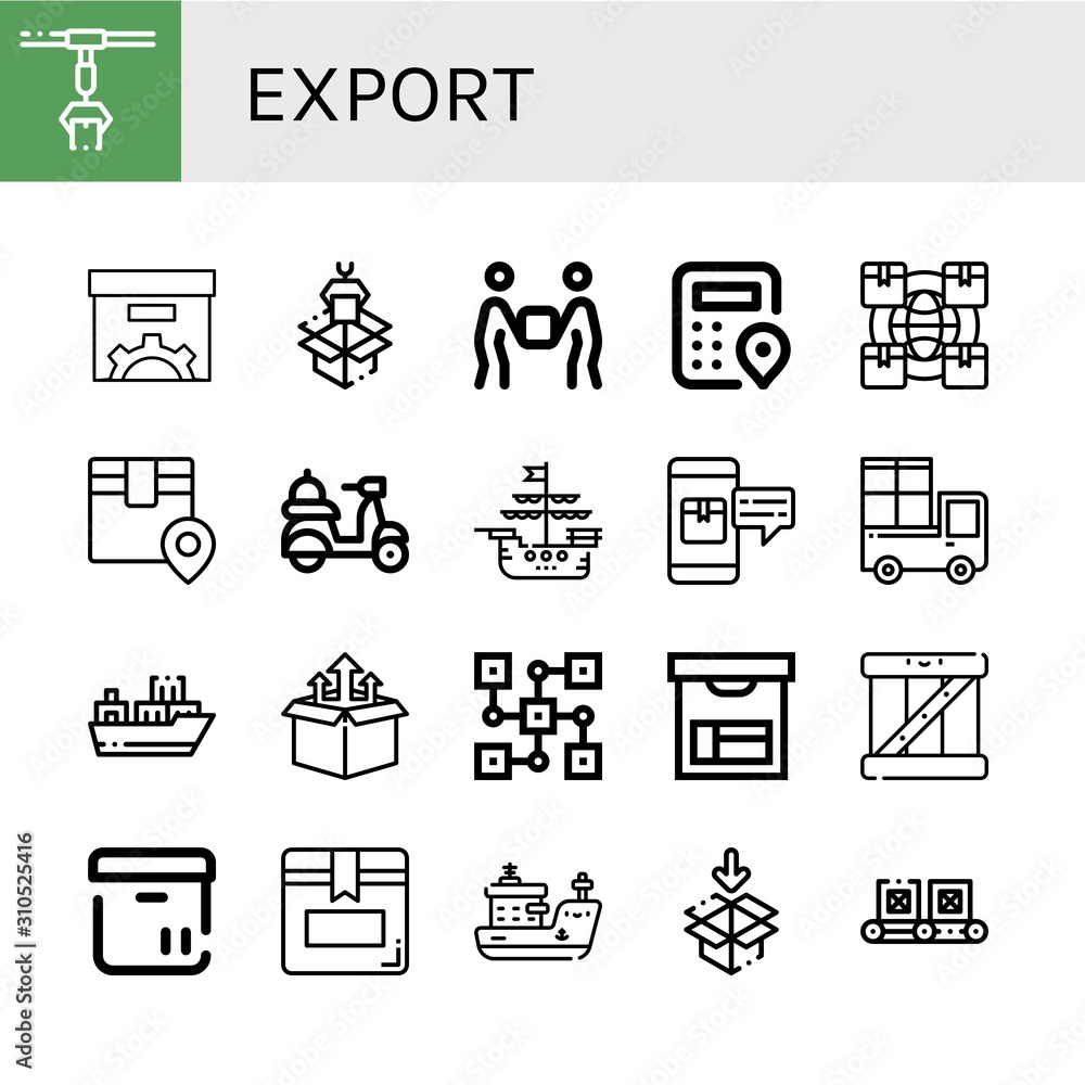 Set of export icons Set of export icons