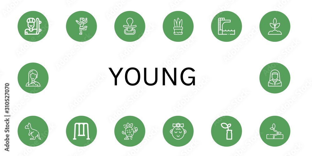 young simple icons set young simple icons set