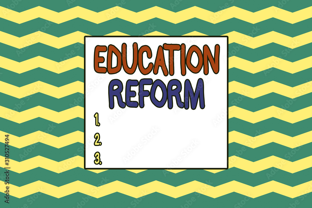 Naklejka premium Handwriting text writing Education Reform. Conceptual photo planned changes in the way a school system functions Seamless wavy lines pattern. Abstract texture zigzag waving. Geometric