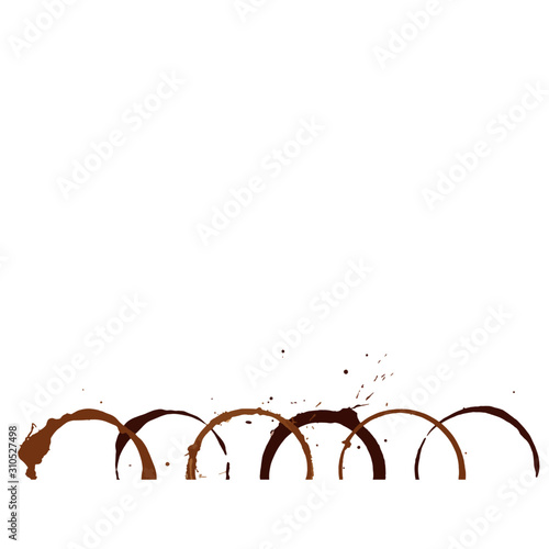 Coffee Cup Circle Stamp Prints in a Linked Border