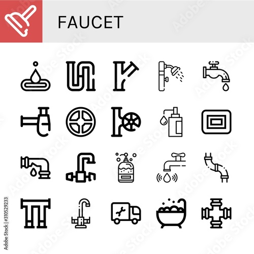 faucet simple icons set