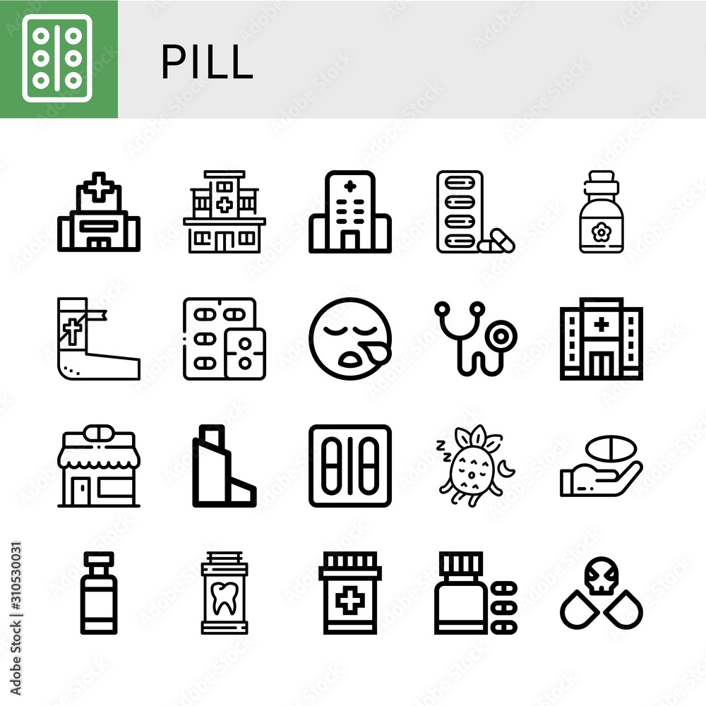 pill simple icons set