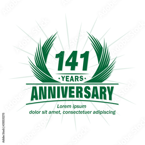 141 years logo design template. 141st anniversary vector and illustration.