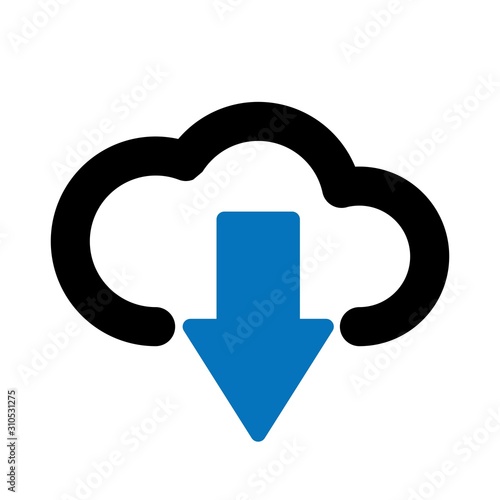 Glyph Downloading Cloud icon isolated on background