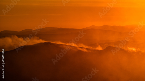 Awesone sunrise in the mountains. Bieszczady, the part of Carpathian Mountains. Poland. © Szymon Bartosz