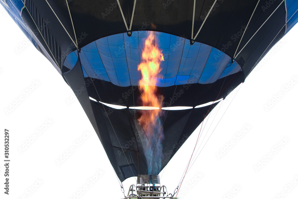 Obraz premium Blue hot air balloon, isolated on whie background