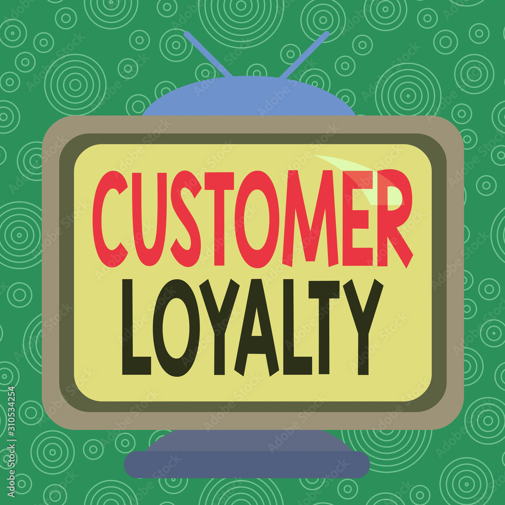 Conceptual hand writing showing Customer Loyalty. Concept meaning customers are devoted to a company s is products or services Square rectangle unreal cartoon wood on the coloured wall