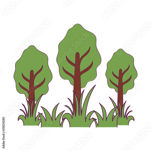 Isolated season trees and shrubs vector design