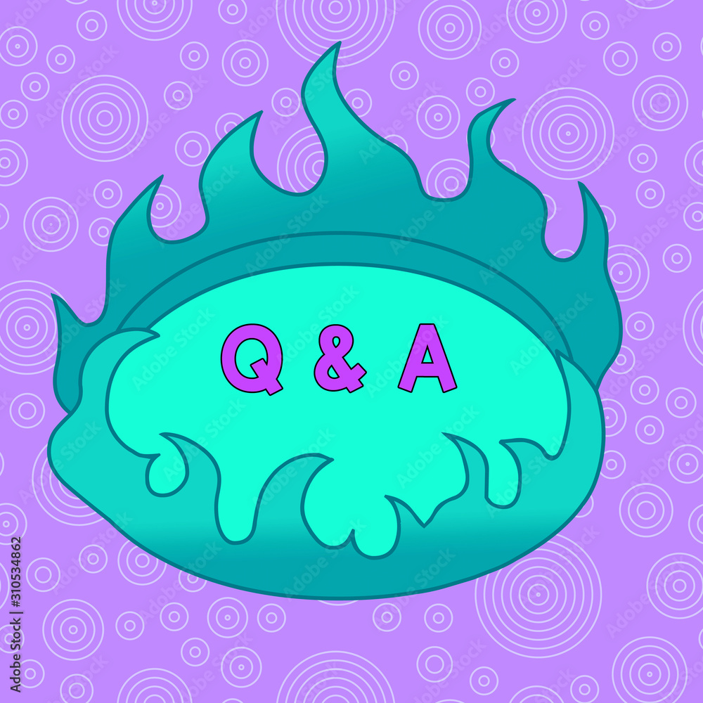 Fototapeta premium Writing note showing Q And A. Business concept for defined as questions being asked and answers Asymmetrical uneven shaped pattern object multicolour design