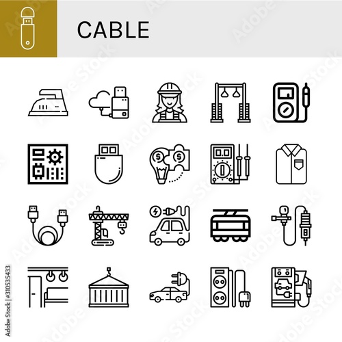 cable simple icons set