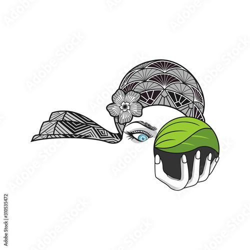 Art deco Gypsy woman with a crystal ball vector