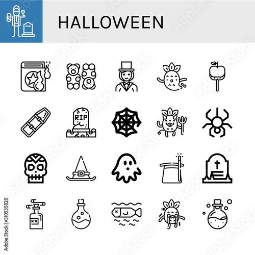 halloween simple icons set