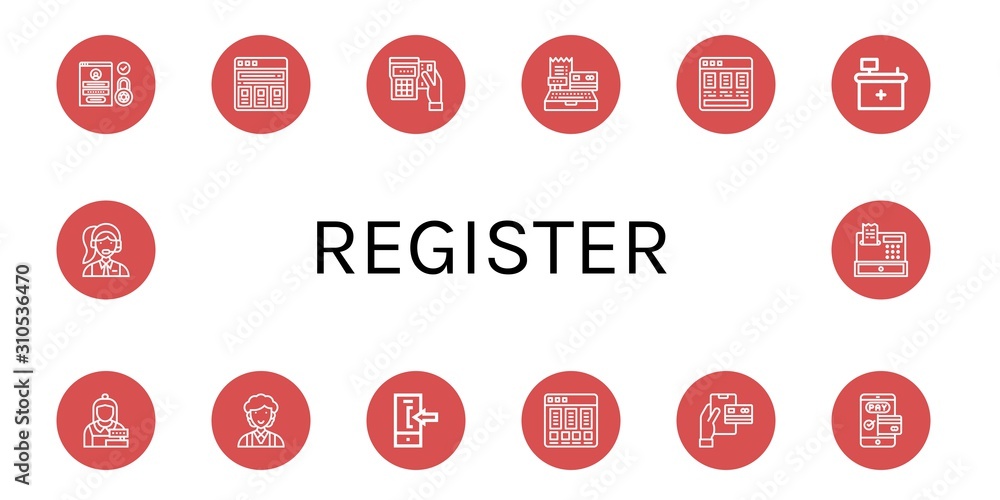 register simple icons set register simple icons set
