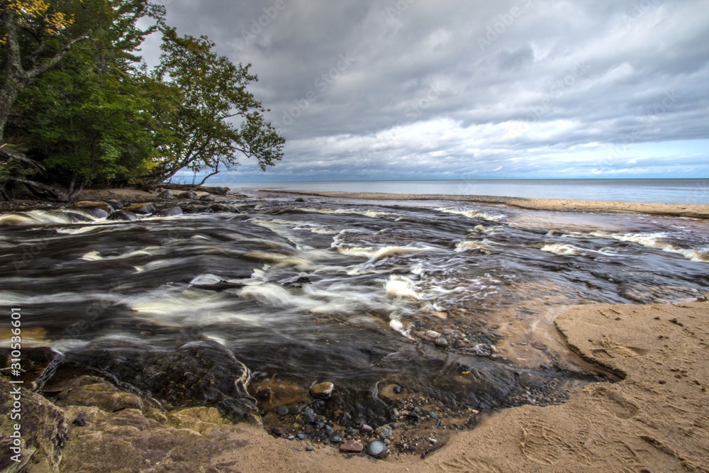 Lake Superior Beach. Coast of Lake Superior at the Pictured Rocks National Lakeshore Hurricane Campground in the Upper Peninsula of Michigan.