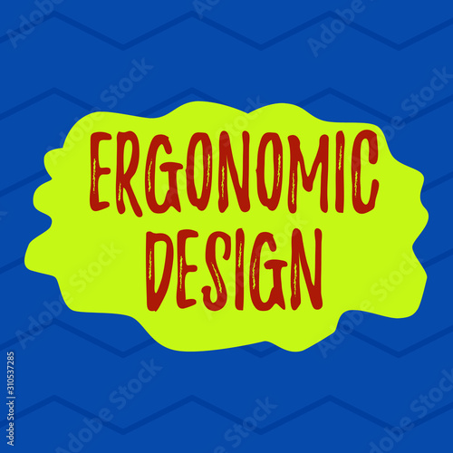 Word writing text Ergonomic Design. Business photo showcasing fitting or designing a workplace to the user s is needs Square rectangle paper sheet loaded with full creation of pattern theme