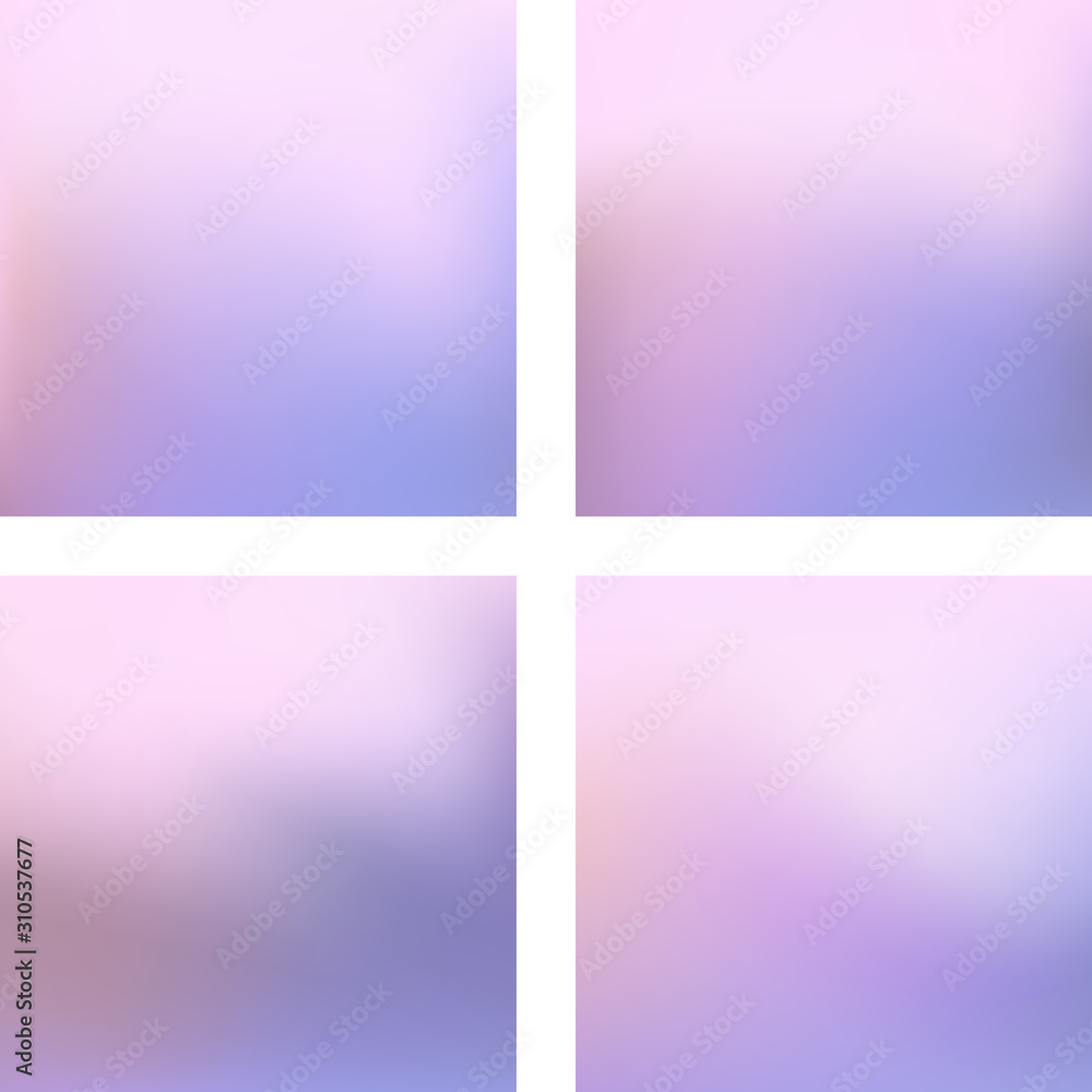 Fototapeta premium Set with pink abstract blurred backgrounds. Vector illustration. Modern geometrical backdrop. Abstract template.