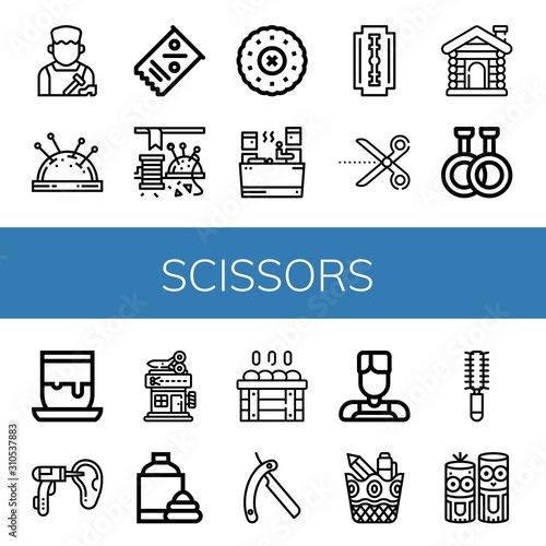 scissors simple icons set