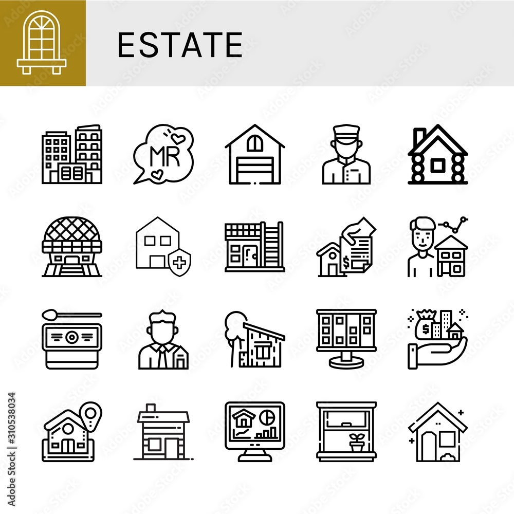 estate simple icons set estate simple icons set