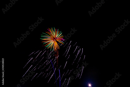 Colorful fireworks on a black sky