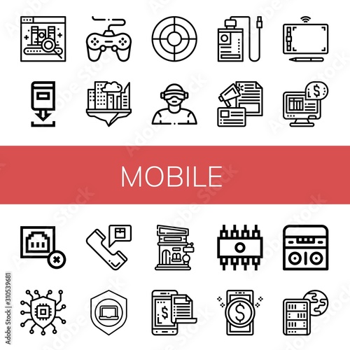 mobile simple icons set