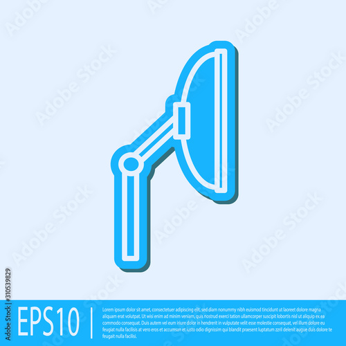 Blue line Windscreen wiper icon isolated on grey background. Vector Illustration