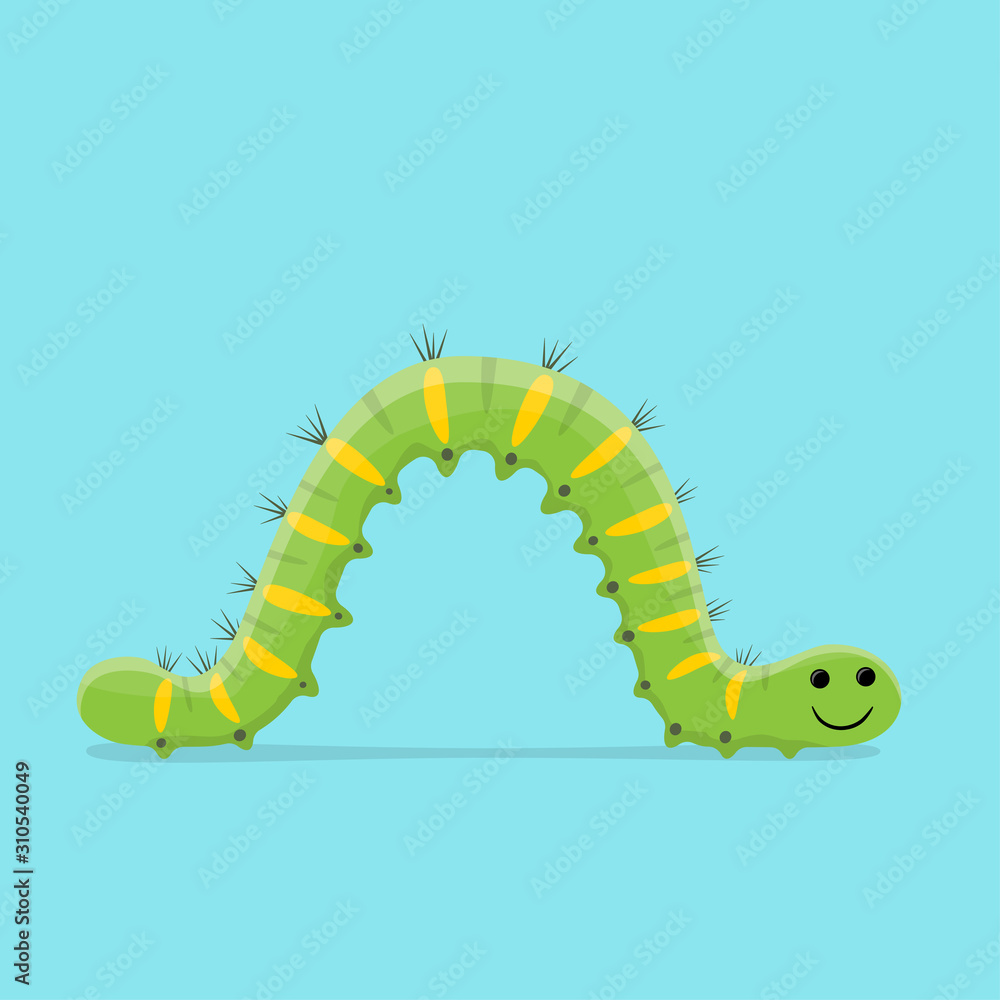 Naklejka premium funny cartoon illustration of a crawling caterpillar