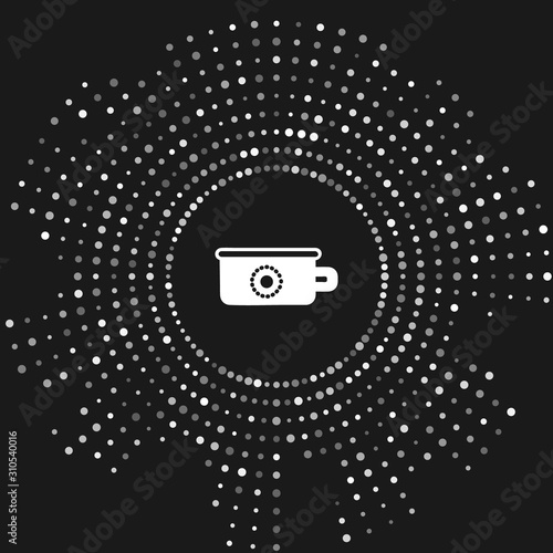 White Baby potty icon isolated on grey background. Chamber pot. Abstract circle random dots. Vector Illustration