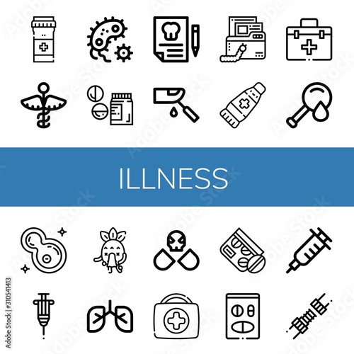 illness simple icons set