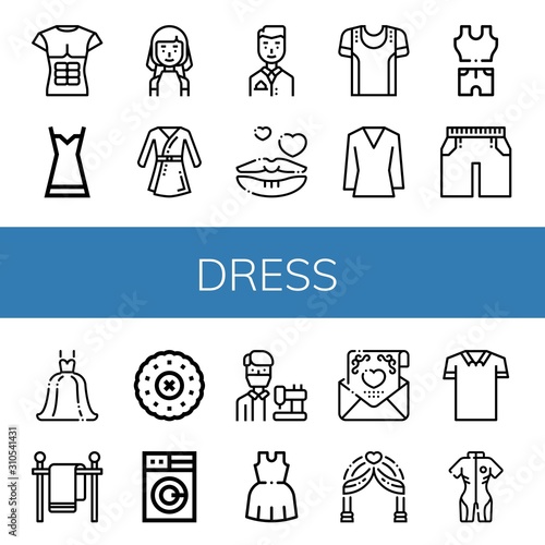 dress simple icons set