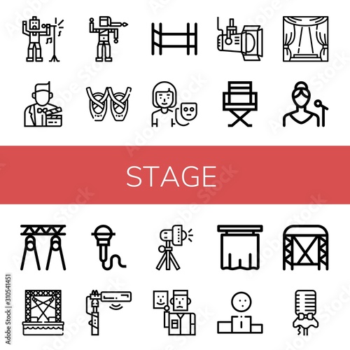stage simple icons set