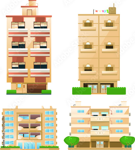 cartoon buildings set