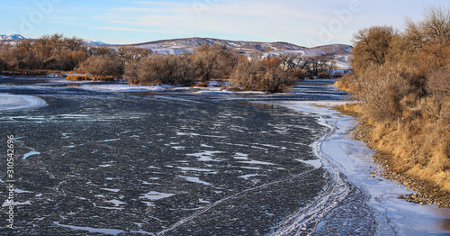 winter landscape with river in winter