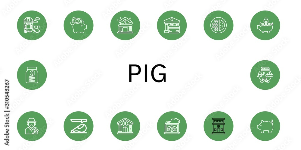 pig simple icons set pig simple icons set