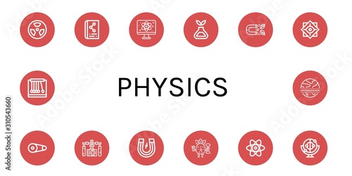physics simple icons set