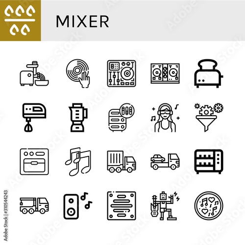 mixer simple icons set