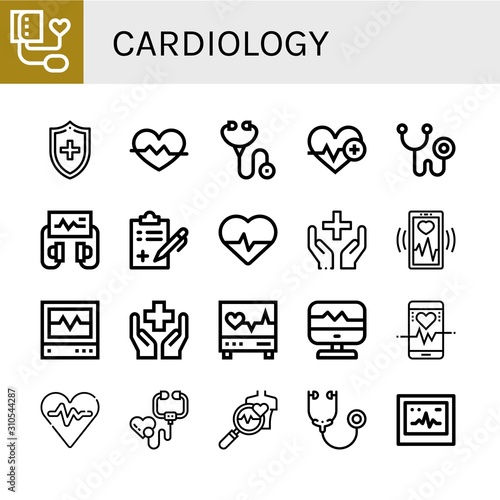 cardiology simple icons set