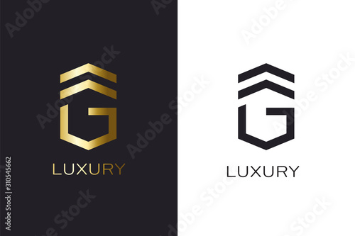 G initial letter gold style. Logo Creation