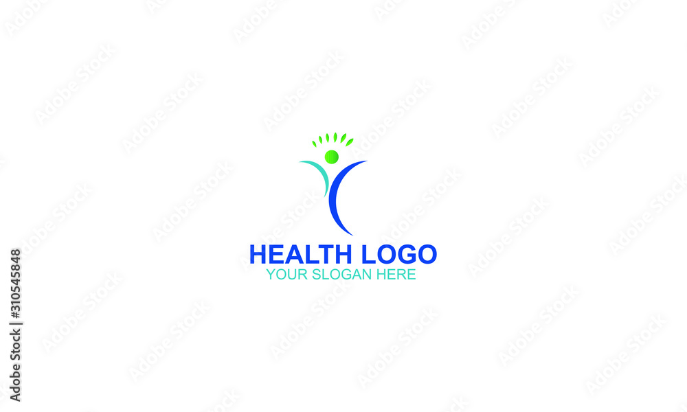 simple creative unique Health Logo Template, Business development - concept logo design. Abstract swoosh human character with  leaf creative vector sign.